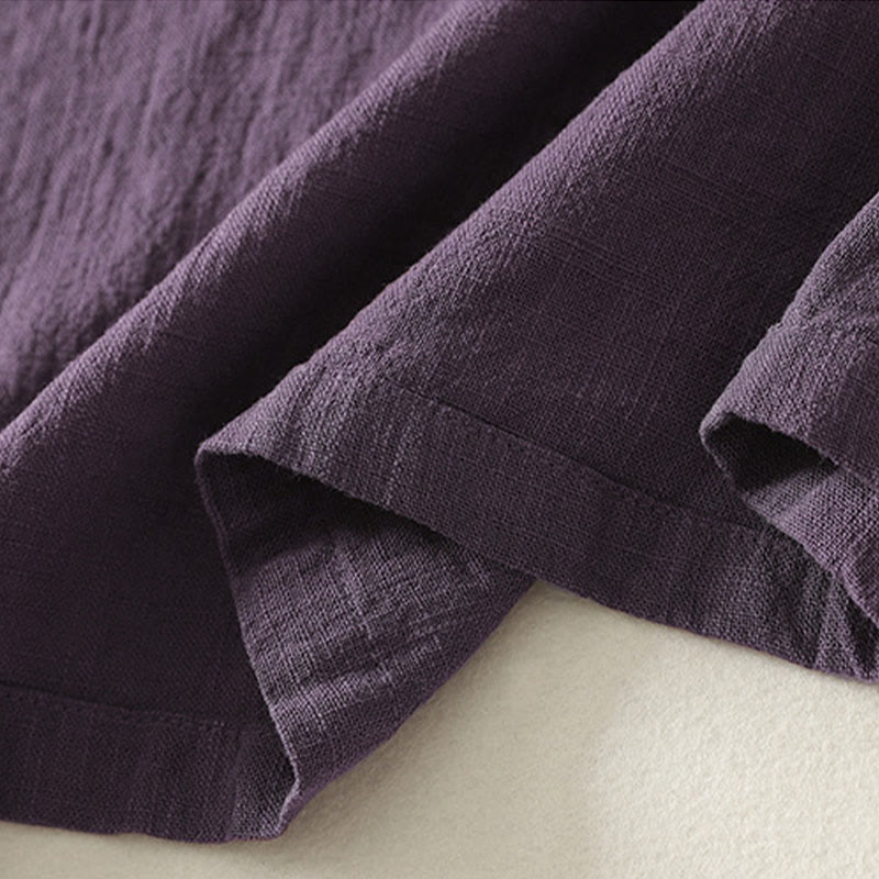 Buddha Stonesヴィンテージ プレーン フロッグボタン アシンメトリーデザイン 長袖 コットンリネン ミディドレス - image 15