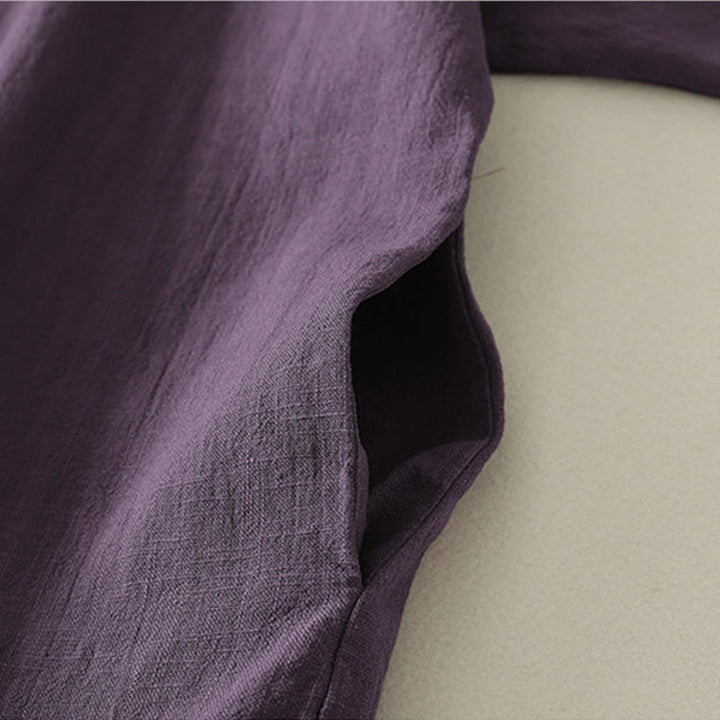 Buddha Stonesヴィンテージ プレーン フロッグボタン アシンメトリーデザイン 長袖 コットンリネン ミディドレス - image 13