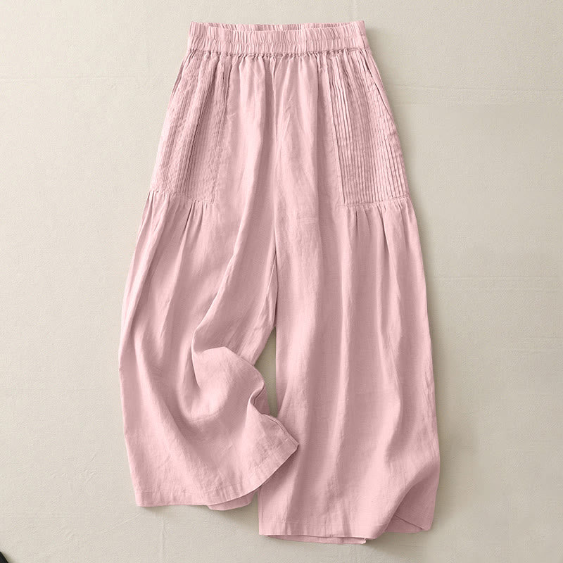 Buddha Stonesカジュアル 無地 タッカープリーツ 伸縮性 レディース ポリエステル ワイドレッグパンツ ポケット付き - ミスティローズ - US8-10，UK/AU12-14，EU40-42 (2XL) - image 0