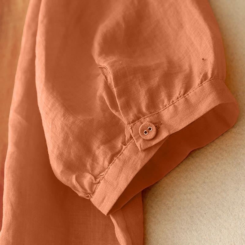 Buddha StonesVネックライン刺繍 レディース 半袖シャツ - image 9