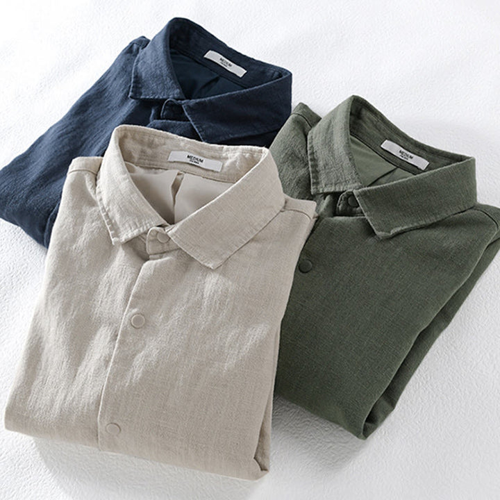 Buddha Stonesリブ編み 長袖デザイン メンズ コットンリネン ジャケットシャツ ポケット付き - image 17