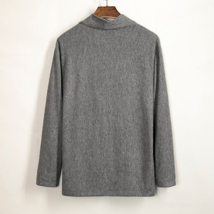 Buddha Stones無地 不規則な襟デザイン メンズ コットン 長袖 ジャケット シャツ - image 3