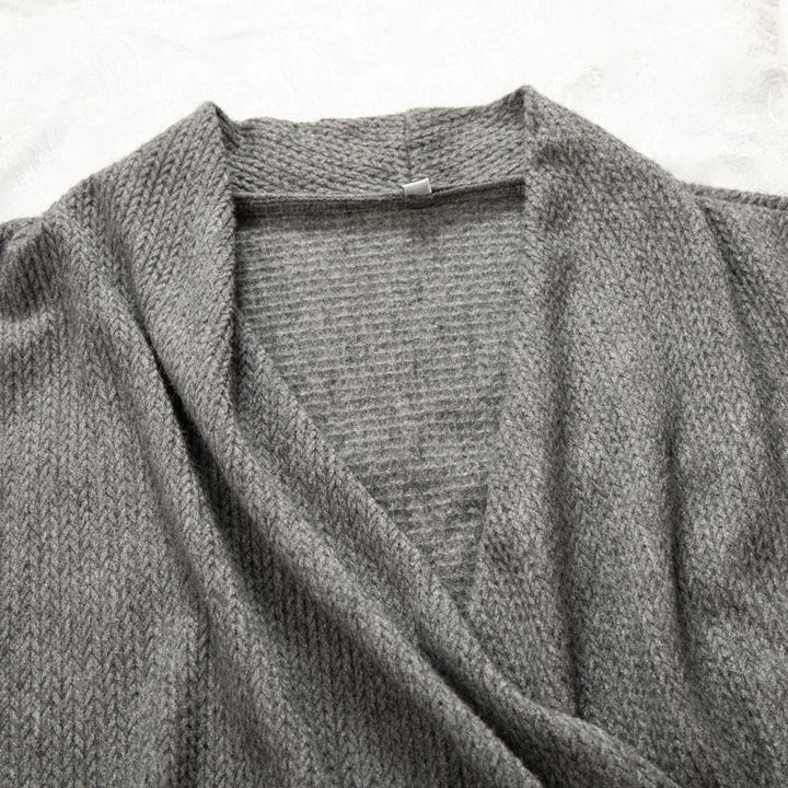 Buddha Stones無地 不規則な襟デザイン メンズ コットン 長袖 ジャケット シャツ - image 4