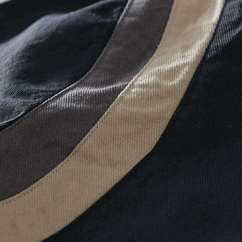 Buddha Stones春カラーコントラスト パッチワークデザイン 長袖 メンズ コットンシャツ 服 - image 10