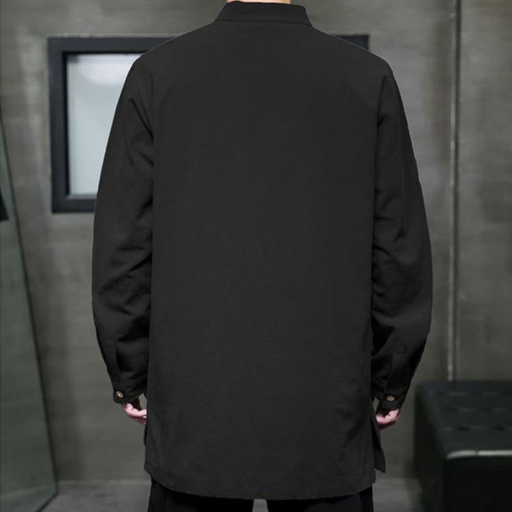 Buddha Stonesシンプル 唐装 無地 中国風 カエルボタン メンズ コットン 長袖 ジャケット シャツ - image 26