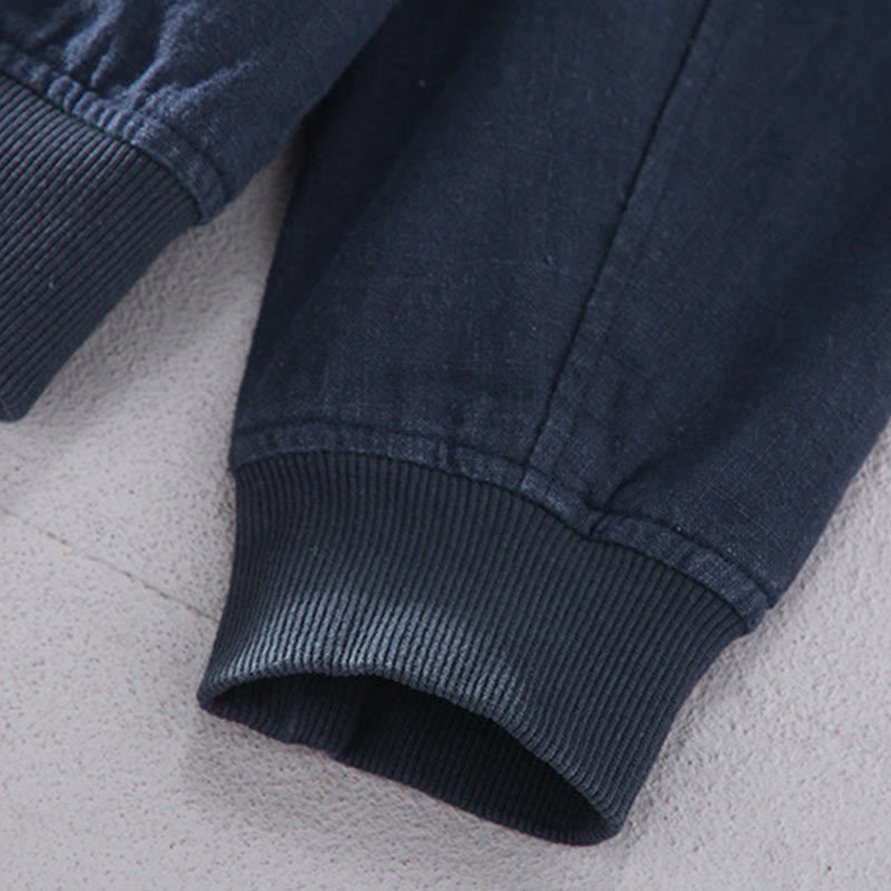 Buddha Stones冬用ジッパーデザイン スタンドカラー メンズ コットンリネン 長袖ジャケット ポケット付き - image 9