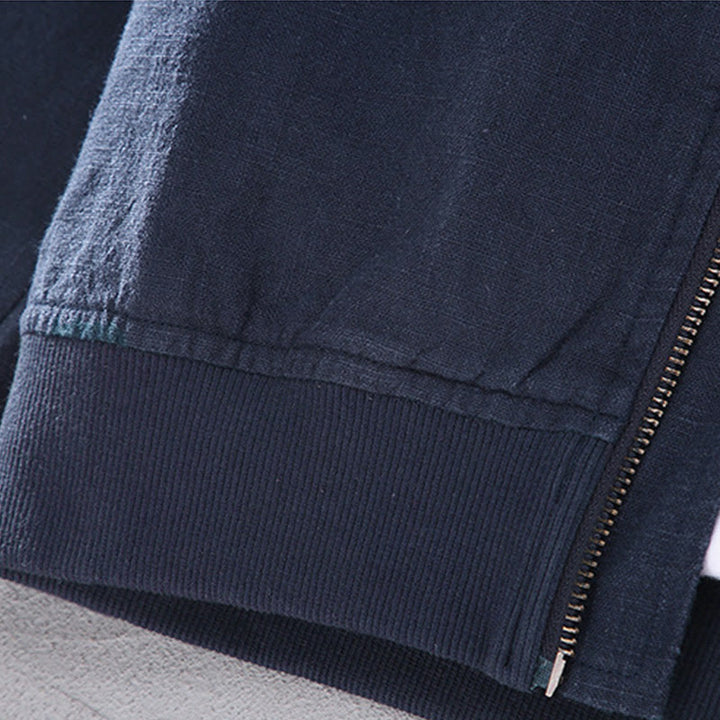 Buddha Stones冬用ジッパーデザイン スタンドカラー メンズ コットンリネン 長袖ジャケット ポケット付き - image 10