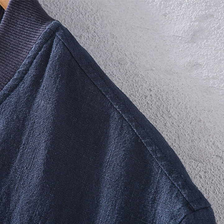 Buddha Stones冬用ジッパーデザイン スタンドカラー メンズ コットンリネン 長袖ジャケット ポケット付き - image 6