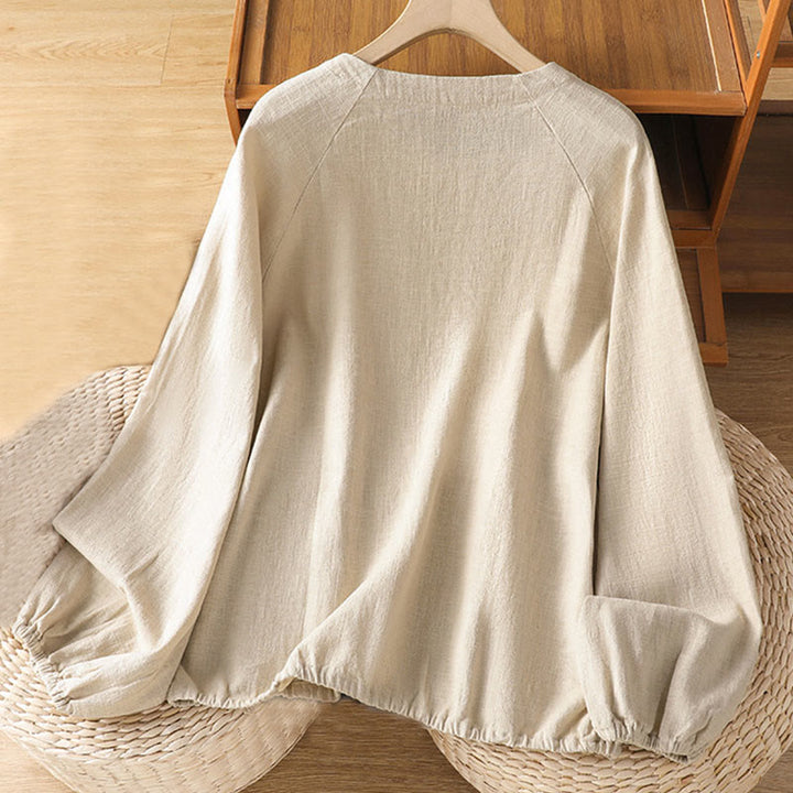 Buddha Stonesカジュアル 無地 長袖 コットン ポリエステル レディース シャツ - image 1