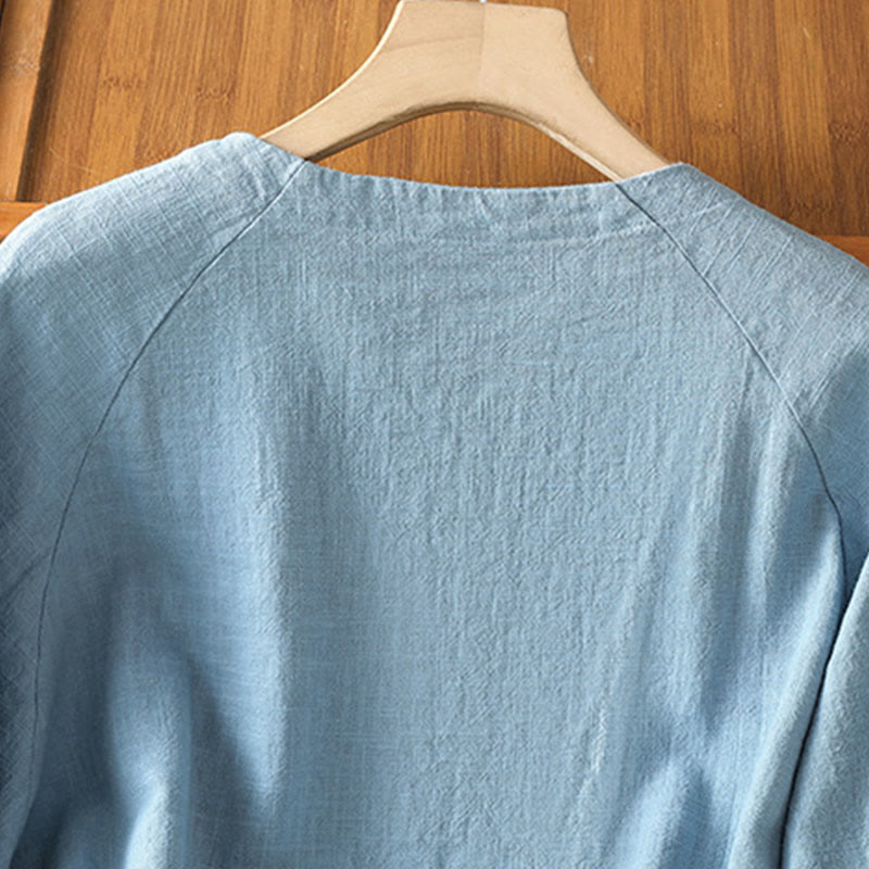 Buddha Stonesカジュアル 無地 長袖 コットン ポリエステル レディース シャツ - image 12