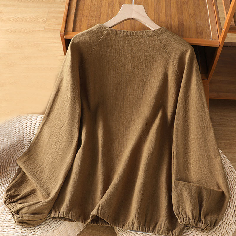 Buddha Stonesカジュアル 無地 長袖 コットン ポリエステル レディース シャツ - image 16