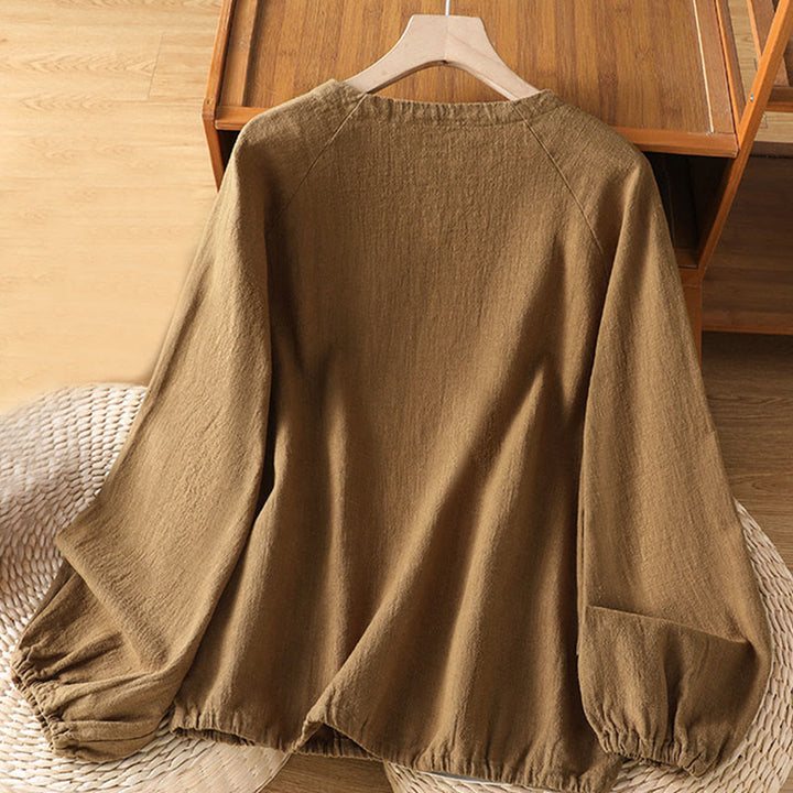 Buddha Stonesカジュアル 無地 長袖 コットン ポリエステル レディース シャツ - image 16