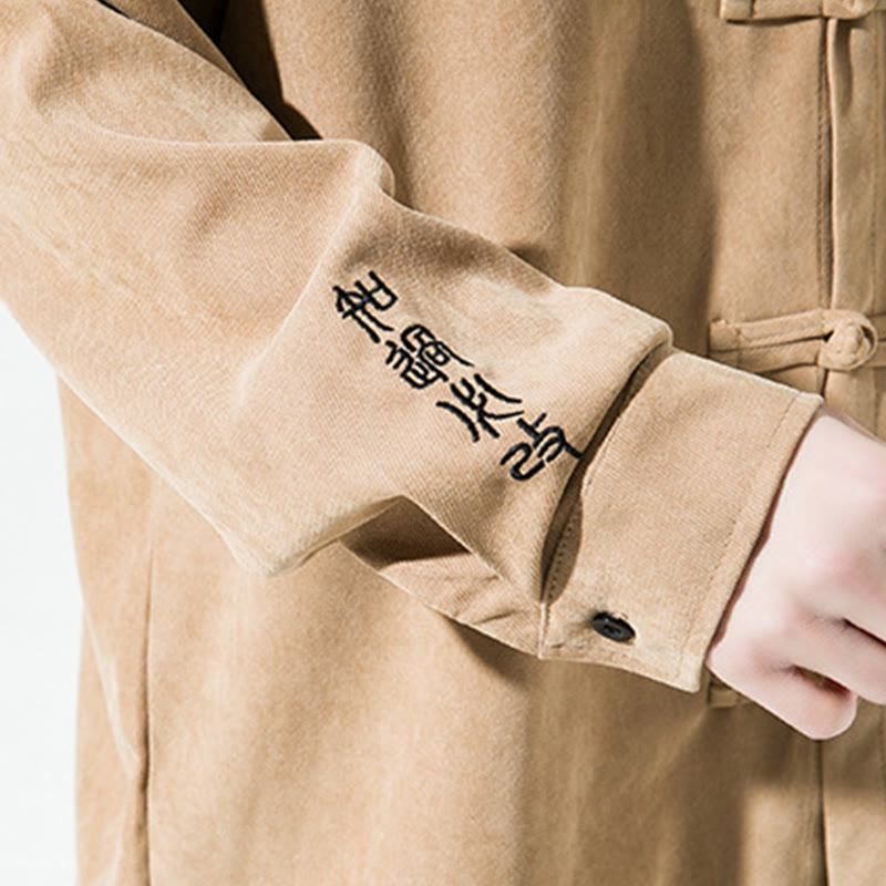 Buddha Stones刺繍中国風カエルボタンデザイン唐装メンズコットン長袖ジャケットシャツ - image 17