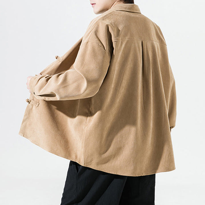 Buddha Stones刺繍中国風カエルボタンデザイン唐装メンズコットン長袖ジャケットシャツ - image 15