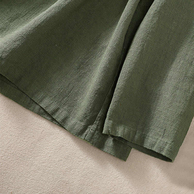 Buddha Stonesカジュアルボタンクルーネックコットンレディース長袖シャツ（ポケット付き） - image 2