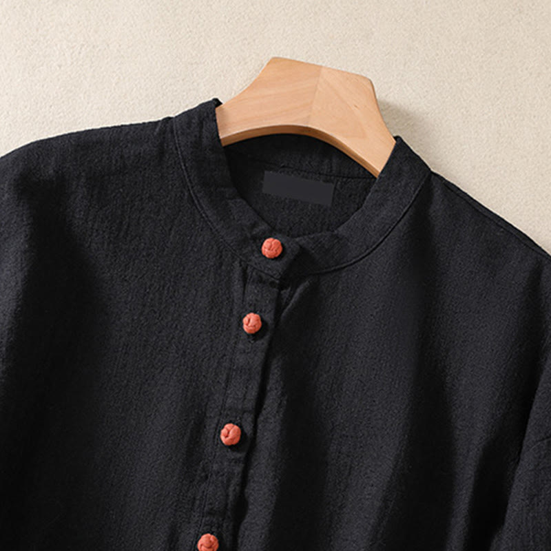 Buddha Stonesカジュアルボタンクルーネックコットンレディース長袖シャツ（ポケット付き） - image 11
