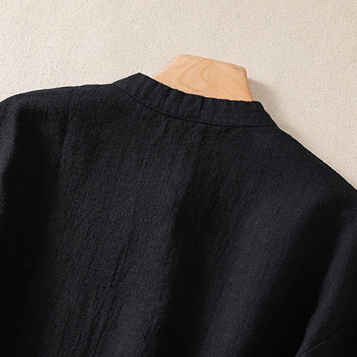 Buddha Stonesカジュアルボタンクルーネックコットンレディース長袖シャツ（ポケット付き） - image 14