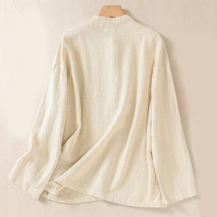Buddha Stonesカジュアルボタンクルーネックコットンレディース長袖シャツ（ポケット付き） - image 17