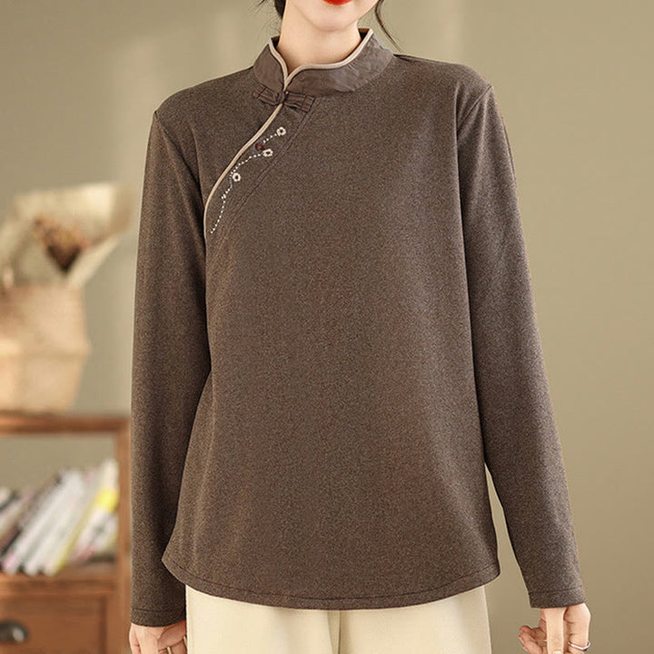 Buddha Stonesフロッグボタン コットン レディース 長袖シャツ - サドルブラウン - US8-10，UK/AU12-14，EU40-42 (2XL) - image 0