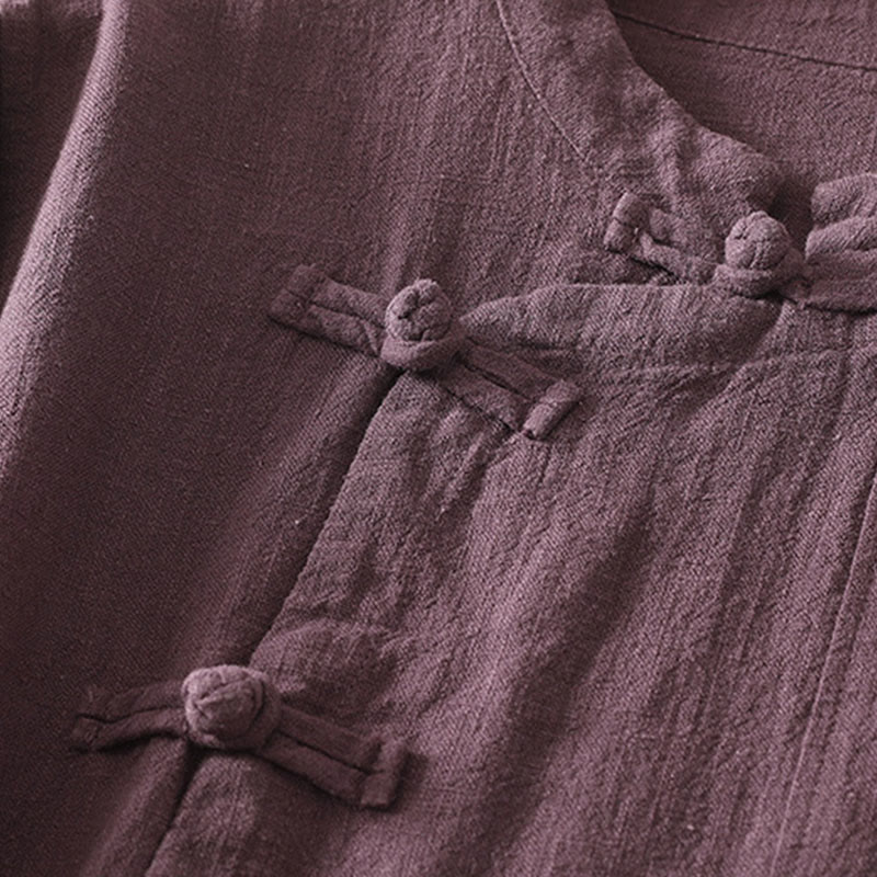 Buddha Stonesカジュアル 無地 フロッグボタン コットン レディース 長袖シャツ - image 4