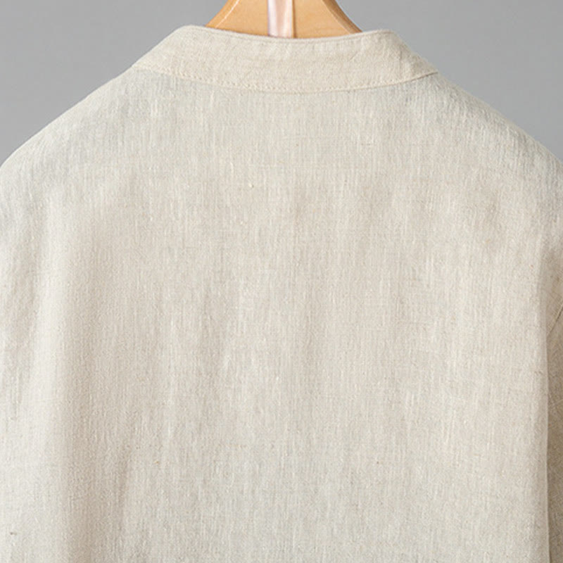 Buddha Stones刺繍花長袖フロッグボタンコットンレディースシャツ - image 2