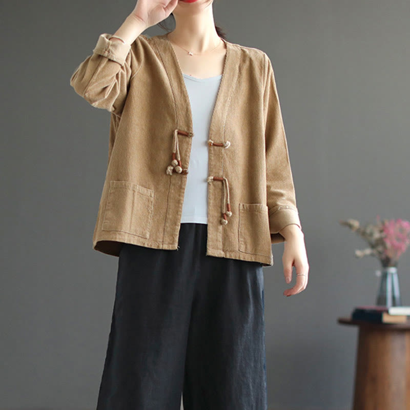 Buddha Stonesレディース コットン 長袖 コーデュロイ ジャケット ポケット付き - image 3