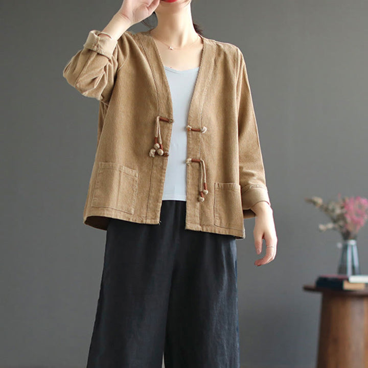 Buddha Stonesレディース コットン 長袖 コーデュロイ ジャケット ポケット付き - image 3