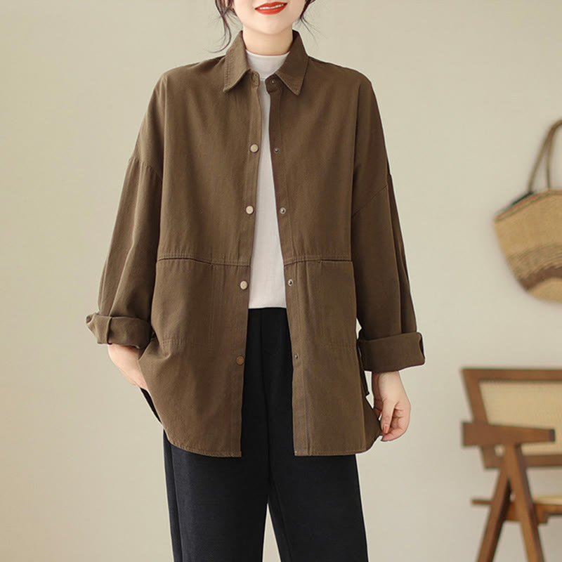 Buddha Stonesカジュアル 無地 レディース 長袖 ジャケット ポケット付き - サドルブラウン - US14、 UK/AU18、 EU46 (2XL) - image 21