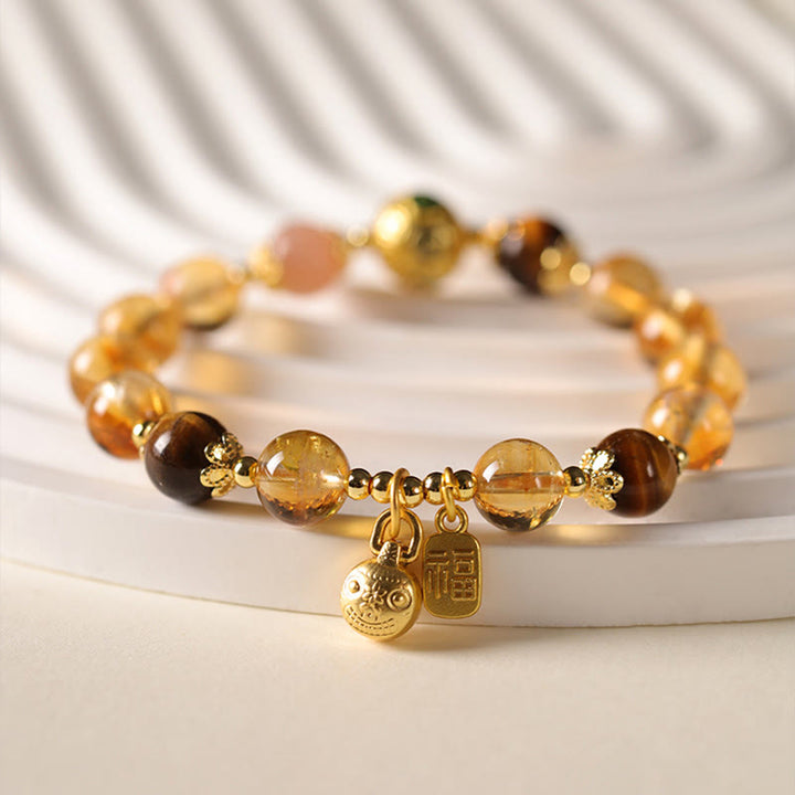 Buddha Stones天然シトリン福の字幸運獣豊かさブレスレット - image 2
