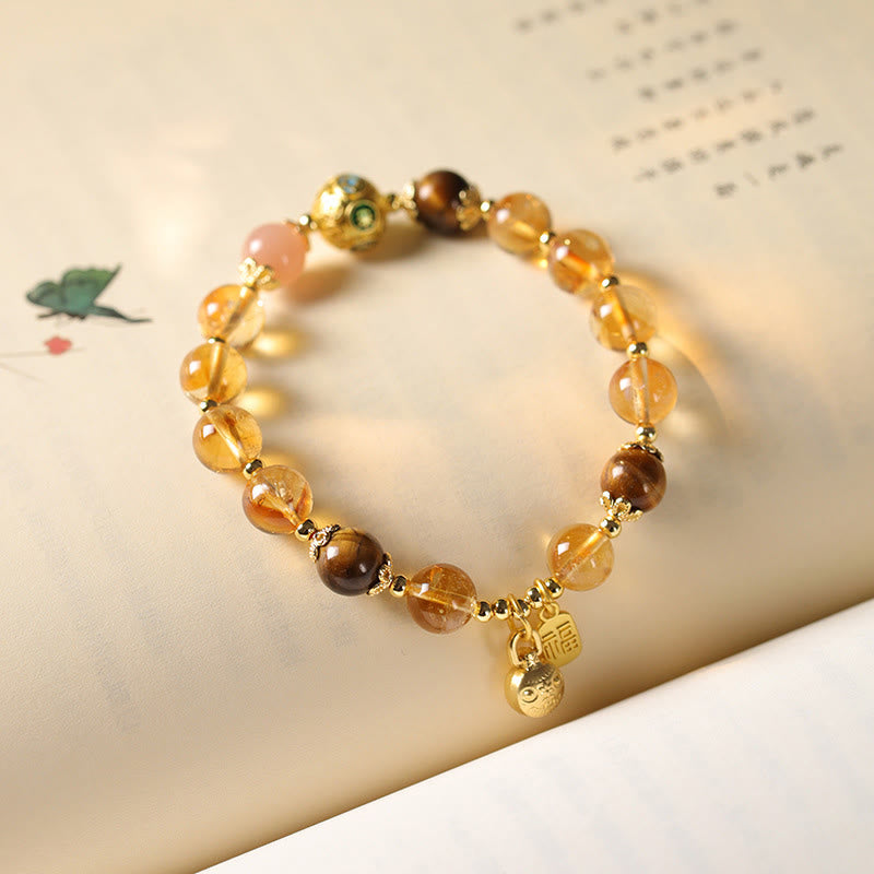 Buddha Stones天然シトリン福の字幸運獣豊かさブレスレット - image 8