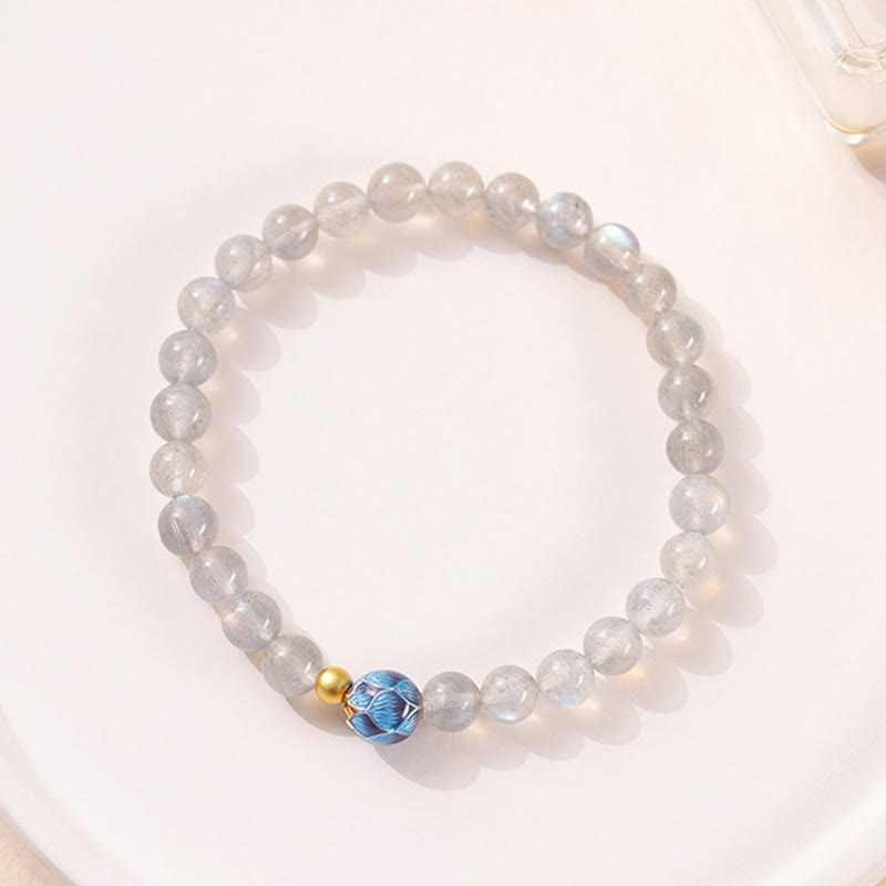 Buddha Stones天然ムーンストーン 蓮の愛のチャーミングブレスレット - image 2