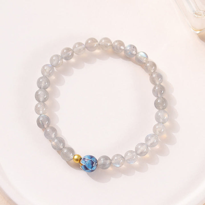Buddha Stones天然ムーンストーン 蓮の愛のチャーミングブレスレット - image 2