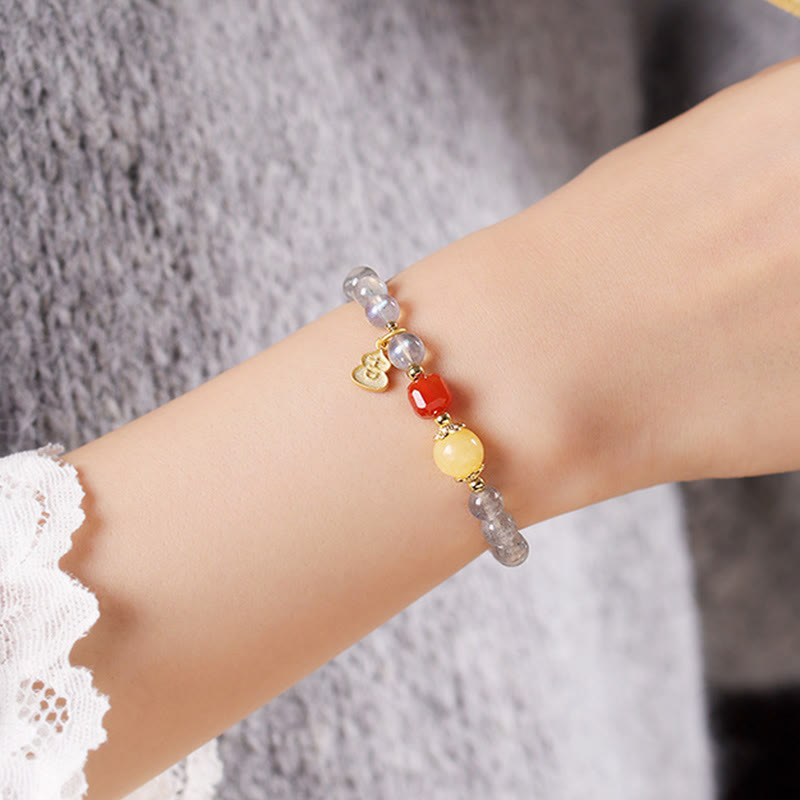 Buddha Stones天然ムーンストーン 蓮の愛のチャーミングブレスレット - image 14
