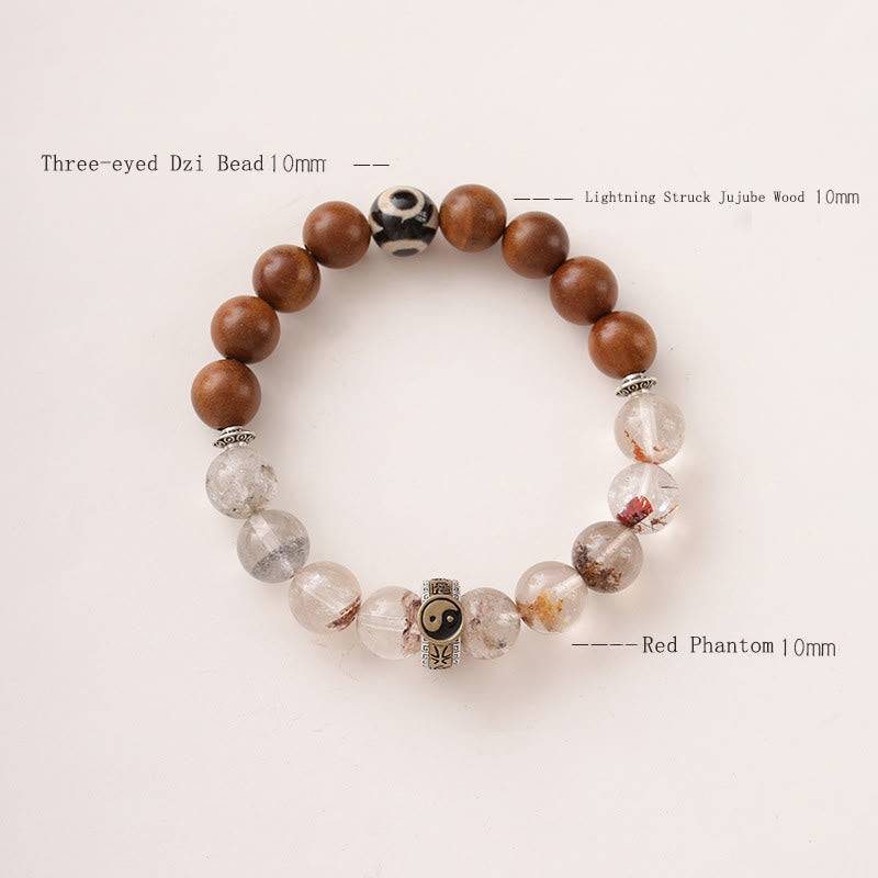Buddha Stones雷に打たれた木 赤 ファントム陰陽守護ブレスレット - image 2