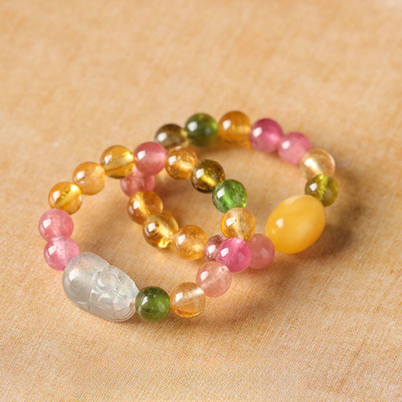 Buddha Stones天然トルマリンラッキーパールPiXiu琥珀ポジティブラブリング - image 15