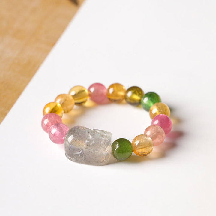Buddha Stones天然トルマリンラッキーパールPiXiu琥珀ポジティブラブリング - image 6