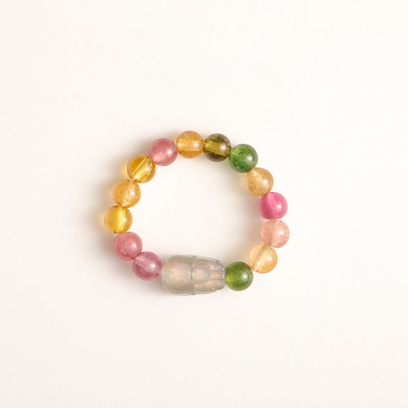 Buddha Stones天然トルマリンラッキーパールPiXiu琥珀ポジティブラブリング - トルマリン＆ムーンストーン - image 5