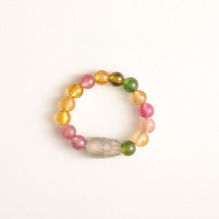 Buddha Stones天然トルマリンラッキーパールPiXiu琥珀ポジティブラブリング - トルマリン＆ムーンストーン - image 5