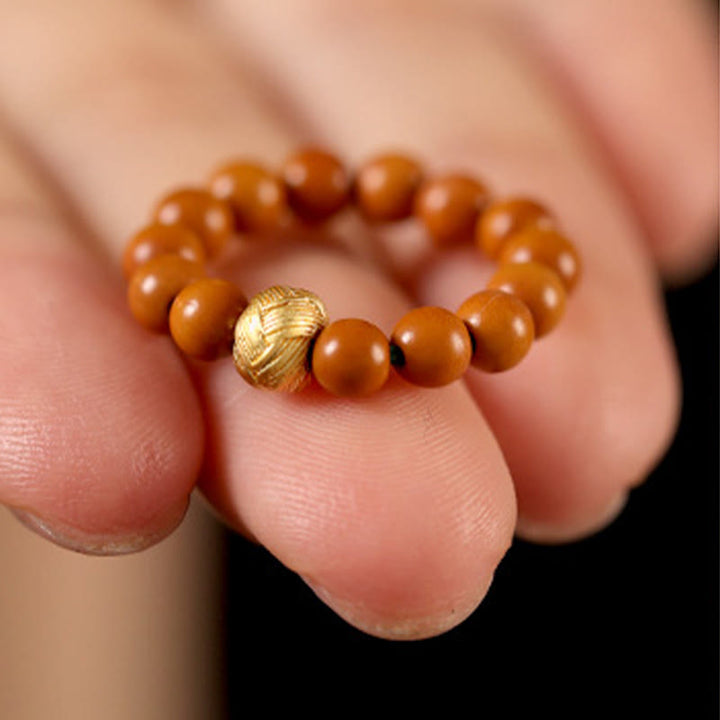 Buddha Stonesオリーブピットビーズ銅貨内なる力の指輪 - image 8