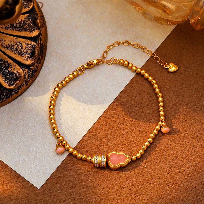 Buddha Stones銅 真鍮 メッキ 24K ゴールドビーズ ひょうたん開運財運ブレスレット - image 2