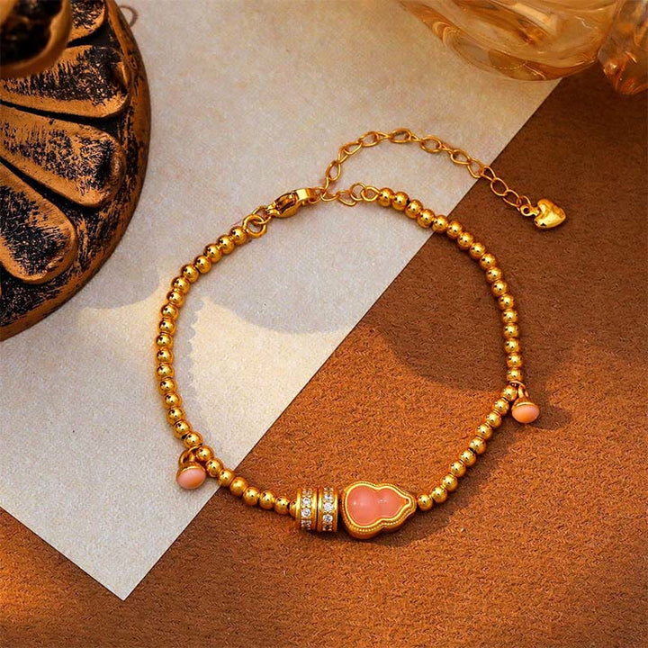 Buddha Stones銅 真鍮 メッキ 24K ゴールドビーズ ひょうたん開運財運ブレスレット - image 2