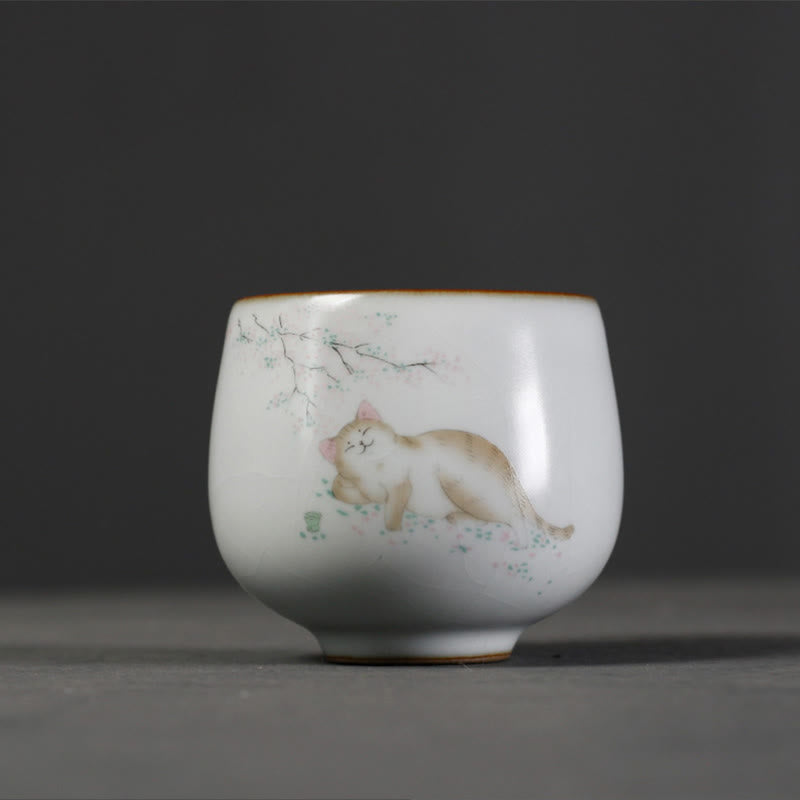 Buddha Stones かわいい猫の枝のティーカップカンフーティーカップギフトボックス付き - image 4