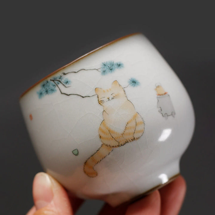 Buddha Stones かわいい猫の枝のティーカップカンフーティーカップギフトボックス付き - image 2
