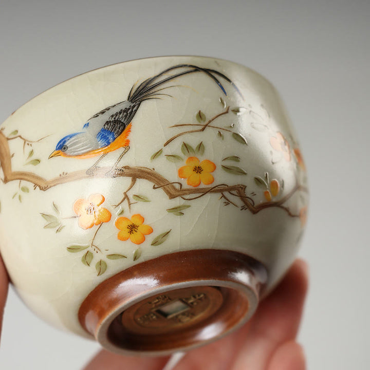 Buddha Stones、枝に鳥、銅貨ティーカップ、カンフーティーカップ - image 4