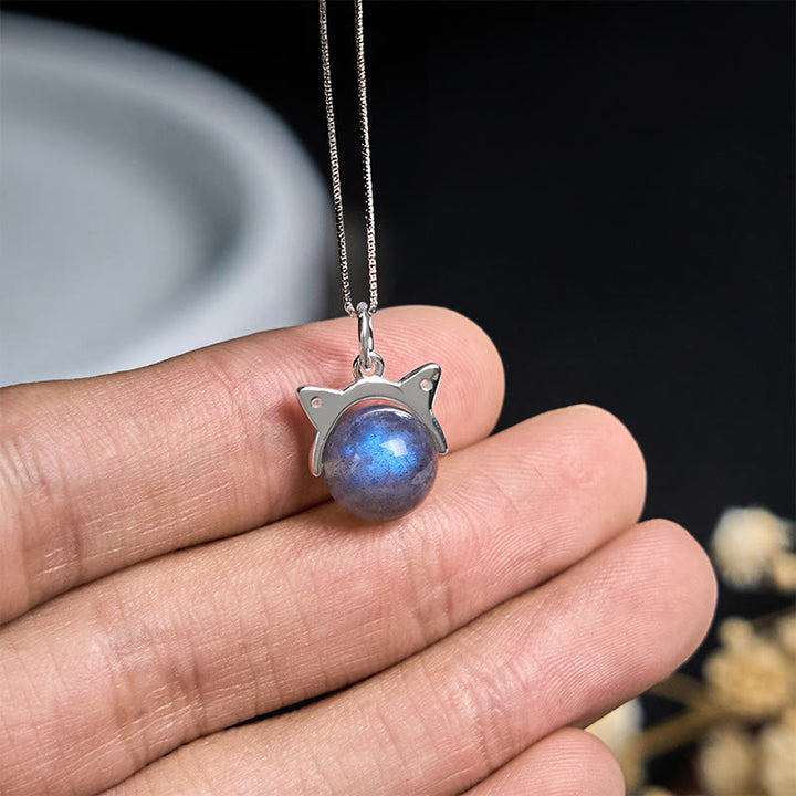 Buddha Stones 925スターリングシルバー ムーンストーン キャットヒーリングネックレスペンダント - image 4