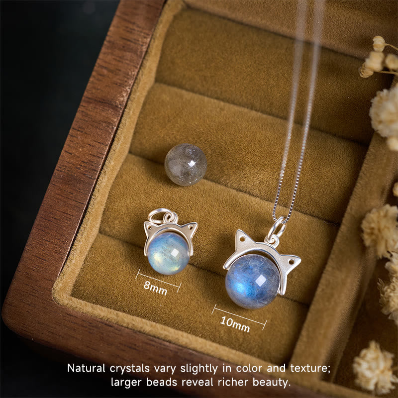 Buddha Stones 925スターリングシルバー ムーンストーン キャットヒーリングネックレスペンダント - image 3
