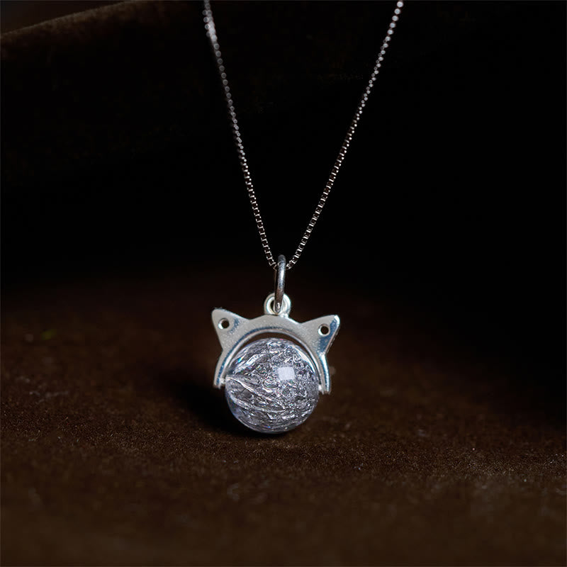 Buddha Stones925スターリングシルバー 天然シルバー スーパーセブン クリスタル キャットネックレスペンダント - 10mm+0.8mmチェーン - image 0