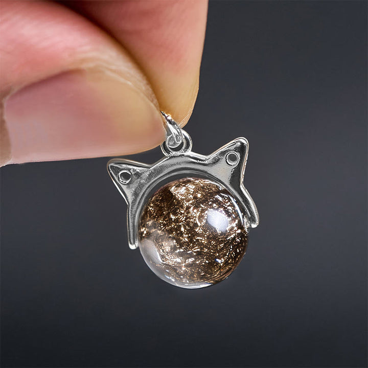 Buddha Stones 925スターリングシルバー 天然ブラックスーパーセブンクリスタルキャットネックレスペンダント - image 5