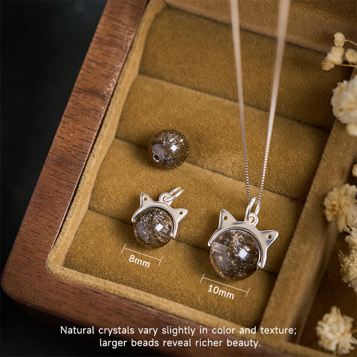 Buddha Stones 925スターリングシルバー 天然ブラックスーパーセブンクリスタルキャットネックレスペンダント - image 4
