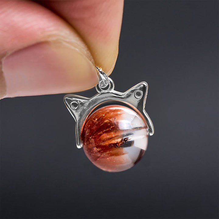 Buddha Stones 925スターリングシルバー 天然レッドスーパーセブンクリスタルキャットネックレスペンダント - image 5